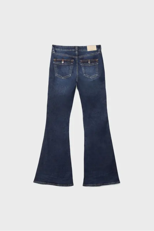 D04 low waist flared jeans-FADED EFFECT MEDIUM BLUE DENIM - 6