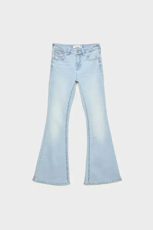 D04 низкая посадка расклешенные джинсы-Bleach denim01 - 5