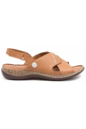 D24ys-1000 Women's Leather Sandal-TAN - 1