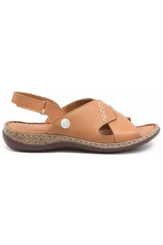 D24ys-1000 Women's Leather Sandal-TAN - 1
