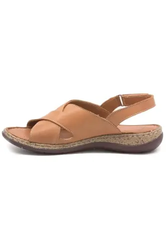 D24ys-1000 Women's Leather Sandal-TAN - 4