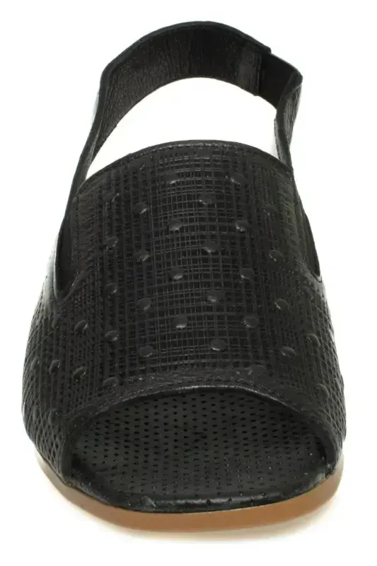 D24ys-1455 Women's Leather Sandal-BLACK PEN - 1