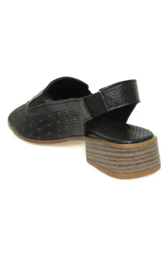D24ys-1455 Women's Leather Sandal-BLACK PEN - 2