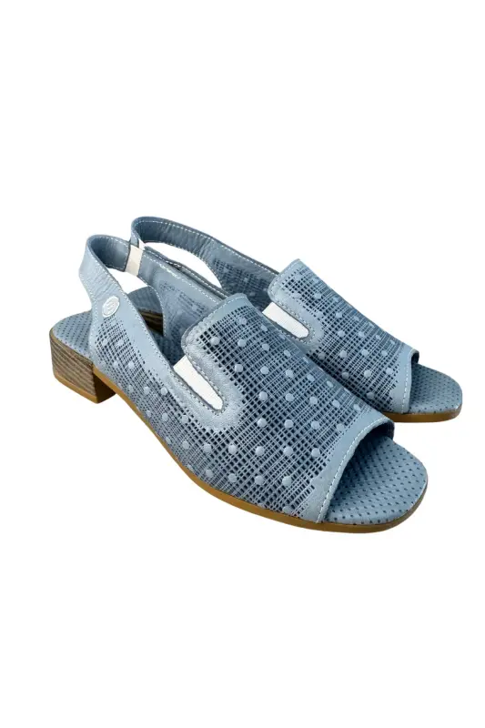 D24Ys-1455 Women's Leather Sandal-Denim Blue - MAMMAMIA