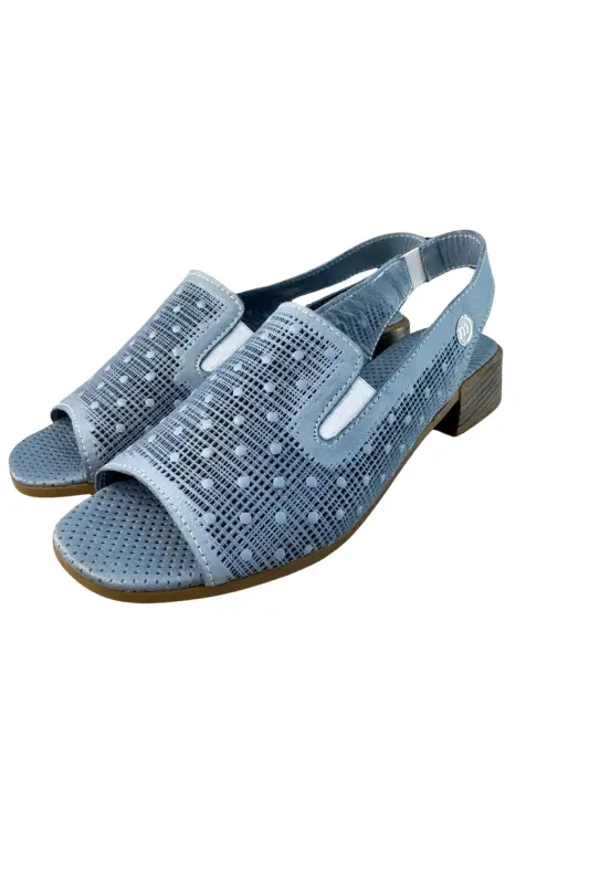 D24Ys-1455 Women's Leather Sandal-Denim Blue - 3
