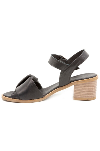 D24YS-1630 Black Leather High Heel Women's Sandal - 3