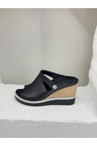 D24YT-2030 Genuine Leather 9CM Padded Sole Slippers Women - 3