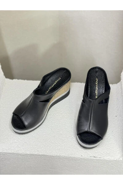 D24YT-2030 Genuine Leather 9CM Padded Sole Slippers Women - 4