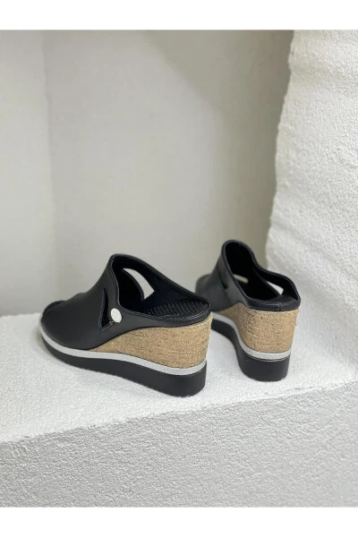 D24YT-2030 Genuine Leather 9CM Padded Sole Slippers Women - 5