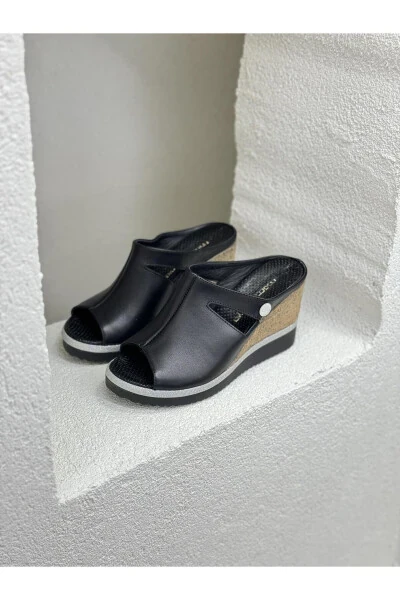 D24YT-2030 Настоящая кожа 9см подкладка подошва шлепанцы женские - MAMMAMIA