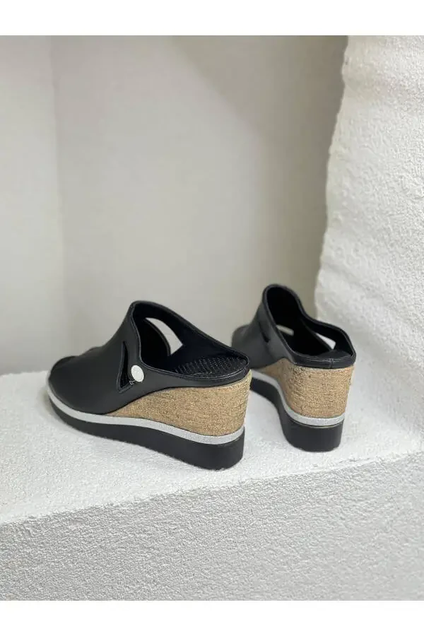 D24YT-2030 Настоящая кожа 9см подкладка подошва шлепанцы женские - 5