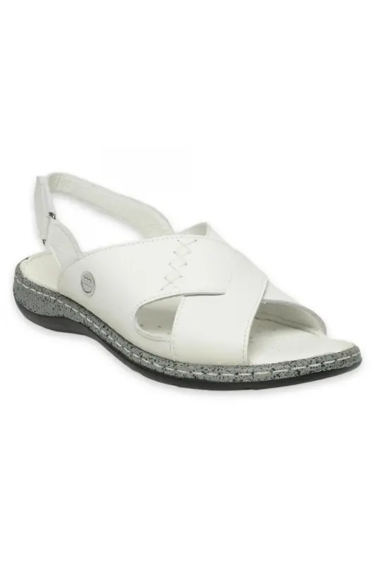 D25Ys-2525Z Daily White Women's Sandal-WHITE LEATHERETTE - 7