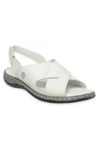 D25Ys-2525Z Daily White Women's Sandal-WHITE LEATHERETTE - 1