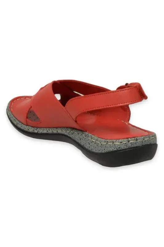 D25Ys-2525Z Günlük Kırmızı Kadın Sandalet-KIRMIZI PEN - 4
