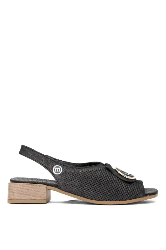 D25YS-2720 Kadın Hakiki Deri Topuklu Sandalet Platin - Platin - 1