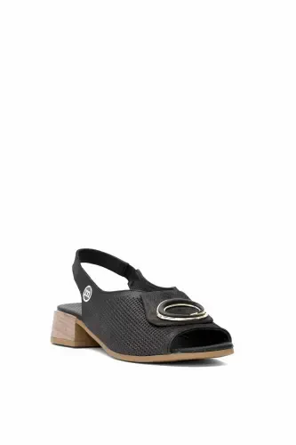 D25YS-2720 Women's Genuine Leather Heeled Sandals Platinum-Platinum - MAMMAMIA (1)