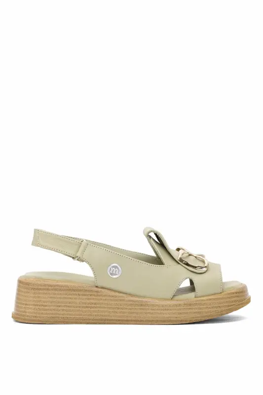 D25YS-2780 Ayollar Haqiqiy Charm Tekis Sandal Yashil-Yashil - 1