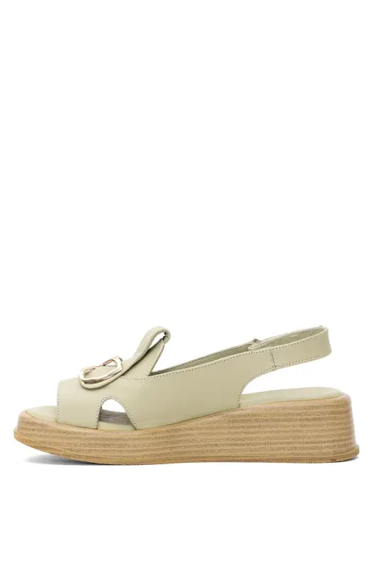 D25YS-2780 Ayollar Haqiqiy Charm Tekis Sandal Yashil-Yashil - 3