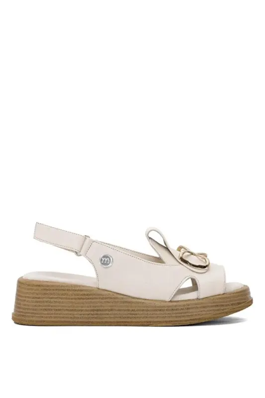 D25ys-2780 Kadın Deri Sandalet-bej - MAMMAMIA