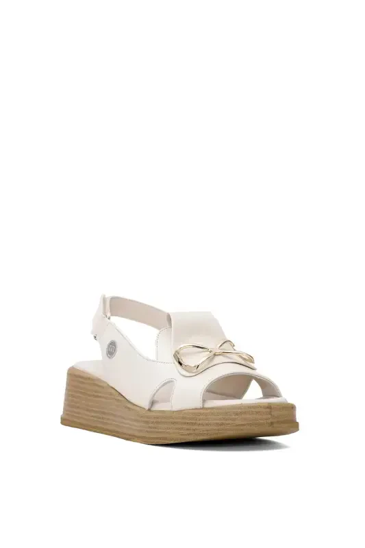 D25YS-2780 Women's Genuine Leather Flat Sandals Bone-Bone - MAMMAMIA