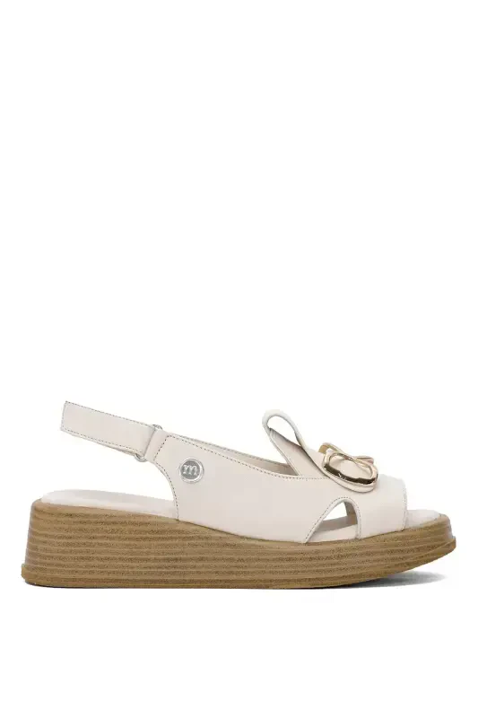 D25YS-2780 Women's Genuine Leather Flat Sandals Bone-Bone - 3