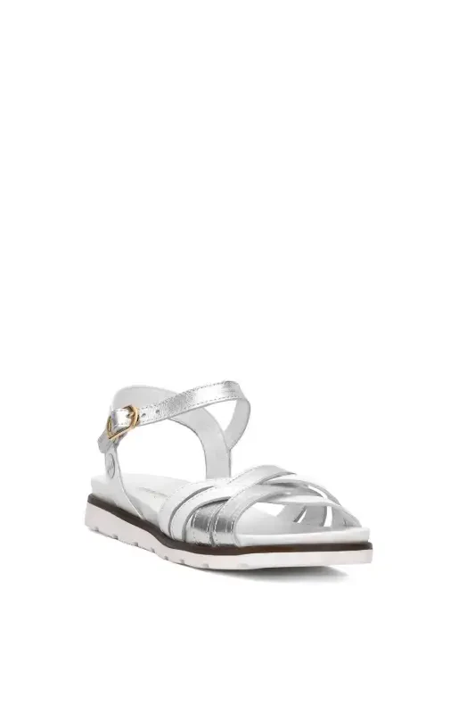 D25YS-2910 Ayollar Haqiqiy Charm Tekis Sandal Oq-Oq - 2