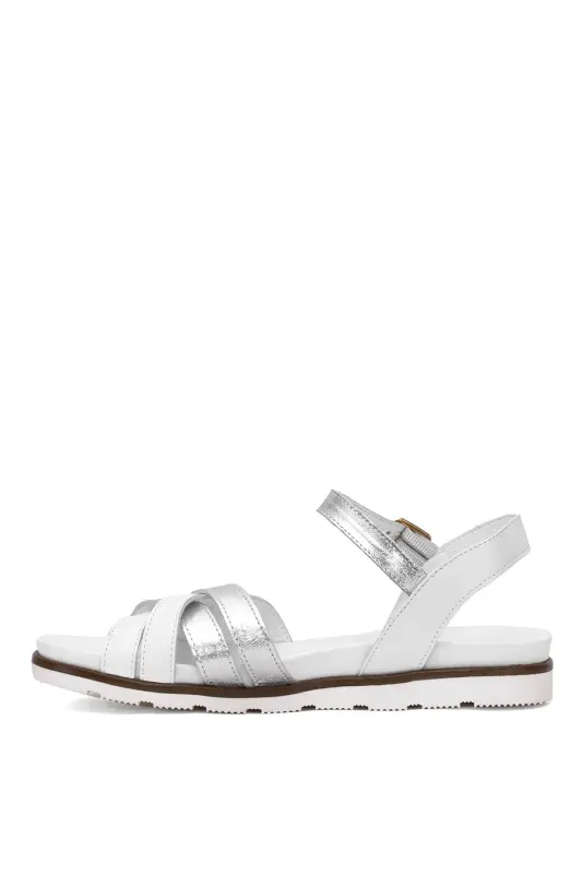 D25YS-2910 Ayollar Haqiqiy Charm Tekis Sandal Oq-Oq - 3