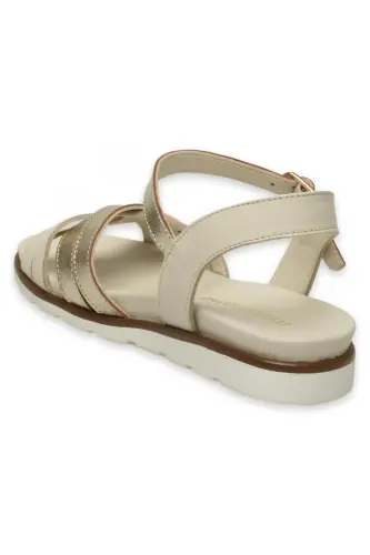 D25Ys-2910 Casual Cream Women's Sandal - BONE PEN/GOLD - 4