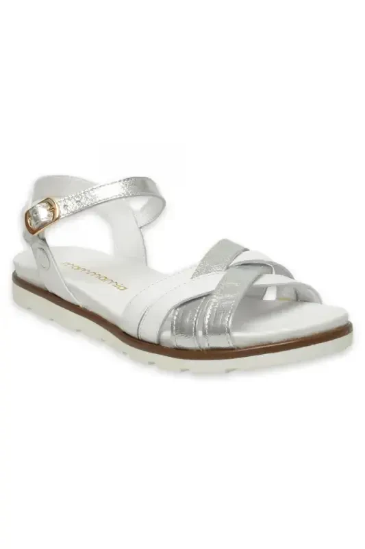 D25Ys-2910 Daily White Women's Sandal-WHITE PEN/LAME - MAMMAMIA