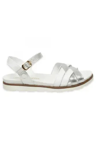D25Ys-2910 Daily White Women's Sandal-WHITE PEN/LAME - MAMMAMIA (1)