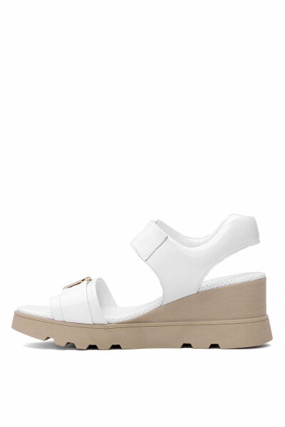 D25YS-2995 Women's Genuine Leather Padded Heel Sandals White - 3