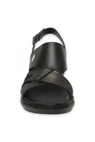 D25ys-5145 Günlük Siyah Kadın Sandalet-SİYAH PEN/ÇELİK AYS - 3