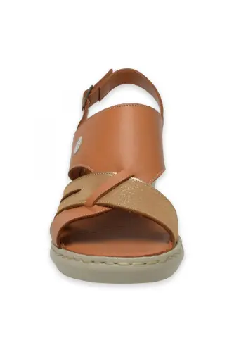 D25Ys-5145 Women's Daily Tan Sandal - TAN PEN/TAN GLITTER - 3