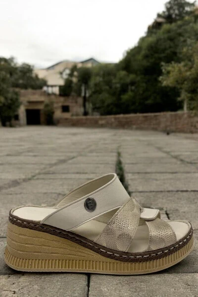 D25YT-1265 Суяк рангли дорe симли ҳақиқий теридан тайёрланган тўлиқ ортопедик кундалик аёллар учун тапочка - MAMMAMIA (1)