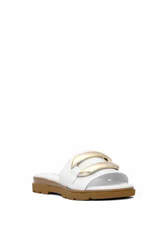 D25yt-1375 Женские Натуральная Кожаные Шлепанцы Белые-Белые - MAMMAMIA (1)