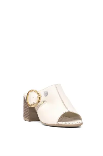 D25YT-1460 Women's Genuine Leather Heeled Slippers Bone-Bone - MAMMAMIA (1)