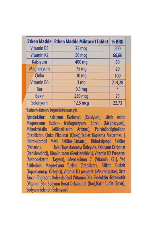 D3 + K2 + Calcium + Magnesium Citrate - 30 Film Coated Tablets - 2