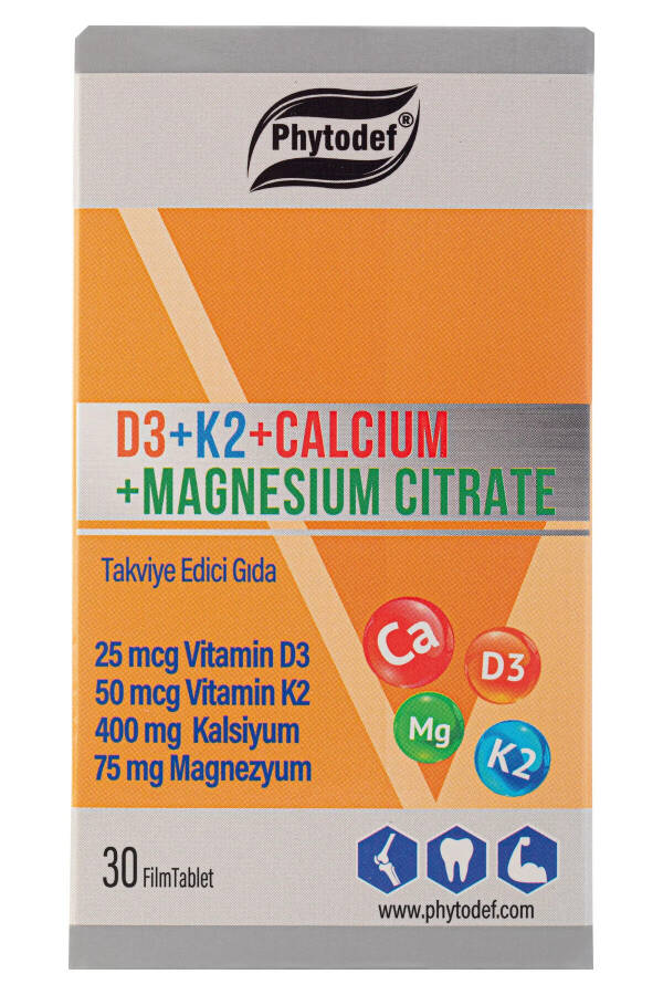 D3 + K2 + Calcium + Magnesium Citrate - 30 Film Coated Tablets - 5