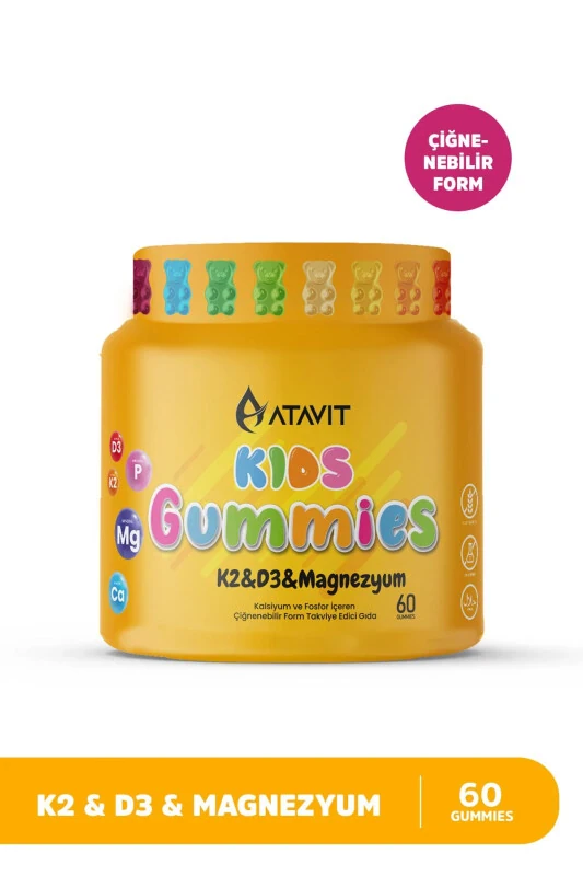 Gummies K2&D3 Magnezyum KIDS 60 Çiğnenebilir Form - ATAVIT