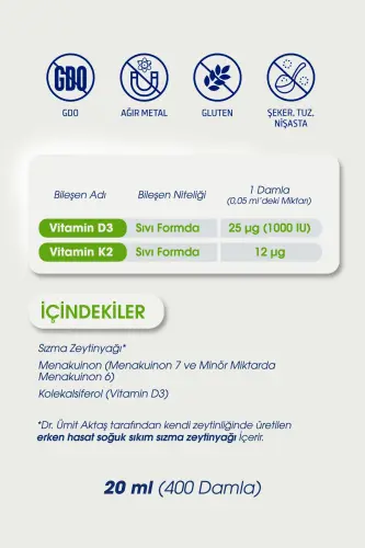 D3 K2 Vitamin Drops - 400 Drops - 5