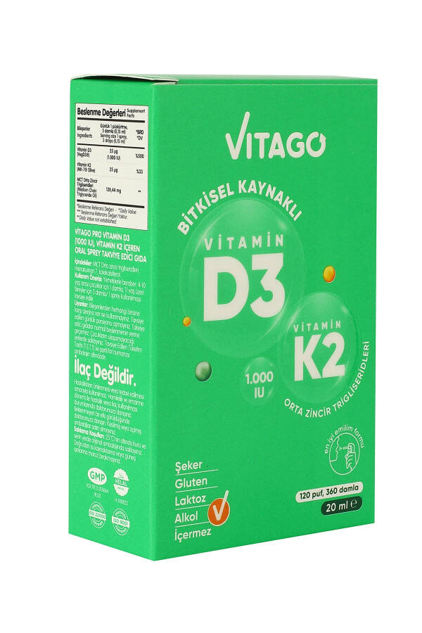 D3 vitamini (1000 IU) + K2 vitamini bo'lgan 20 ml o'simlik asosidagi sprey - 2