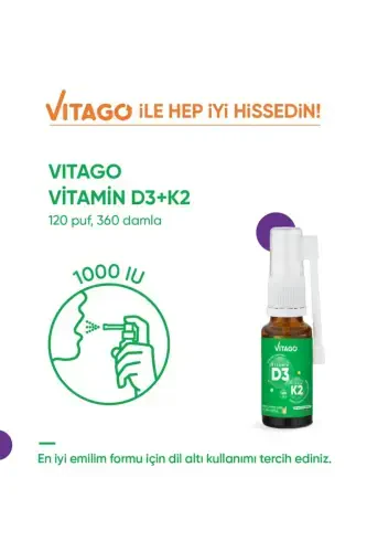 D3 Vitamini (1000 IU) + K2 Vitamini İçeren 20 ml Bitkisel Bazlı Sprey - 4