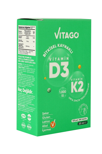 D3 Vitamini (1000 IU) + K2 Vitamini İçeren 20 ml Bitkisel Bazlı Sprey - 2