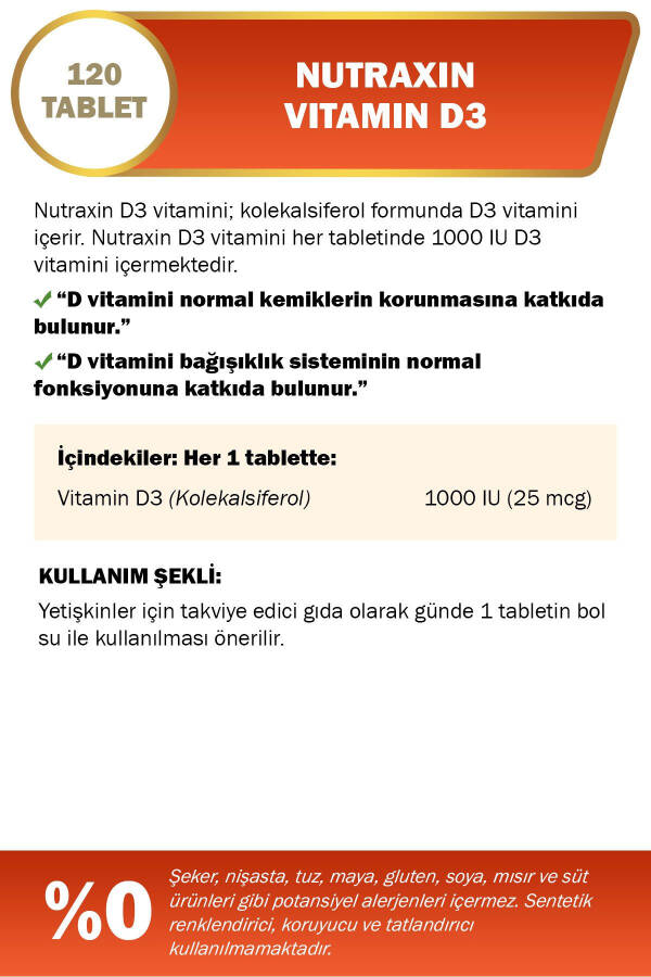 D3 Vitamini 120 Tablet - 1.000 IU - 2