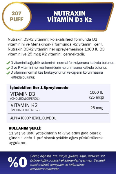 Vitamin D3 K2 30 ml - 1.000 IU - 9