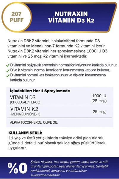 Vitamin D3 K2 30 ml - 1.000 IU - 12