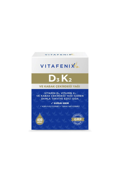 D3K2 va Qovoq Urug'i Yog'i Tarkibidagi Oziq-ovqat Qo'shimchasi - VITAFENIX