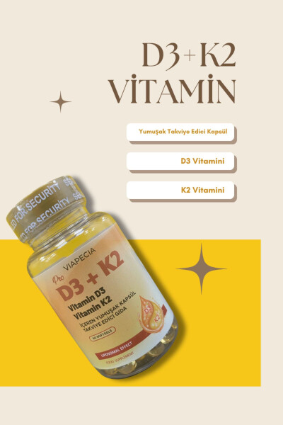 D3+K2 Vitamin D3 Vitamin K2 Soft Supplement Capsule 60 Count - 1