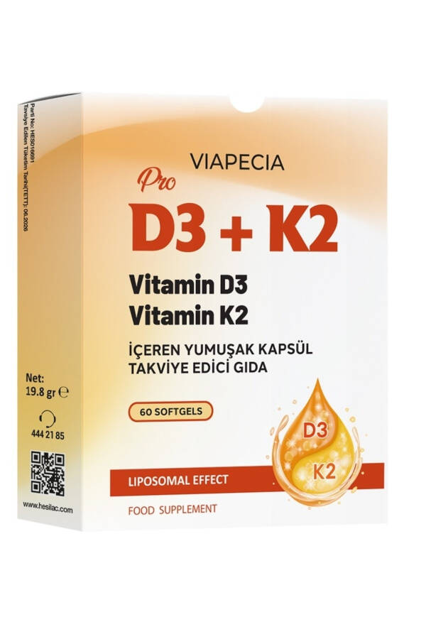 D3+K2 Vitamin D3 Vitamin K2 Yumshoq Qo'shimcha Kapsula 60 Donadan - 8