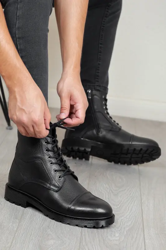 D402 Genuine Leather Cold-Proof Winter Men's Boots Rubber Sole - DAXTORS